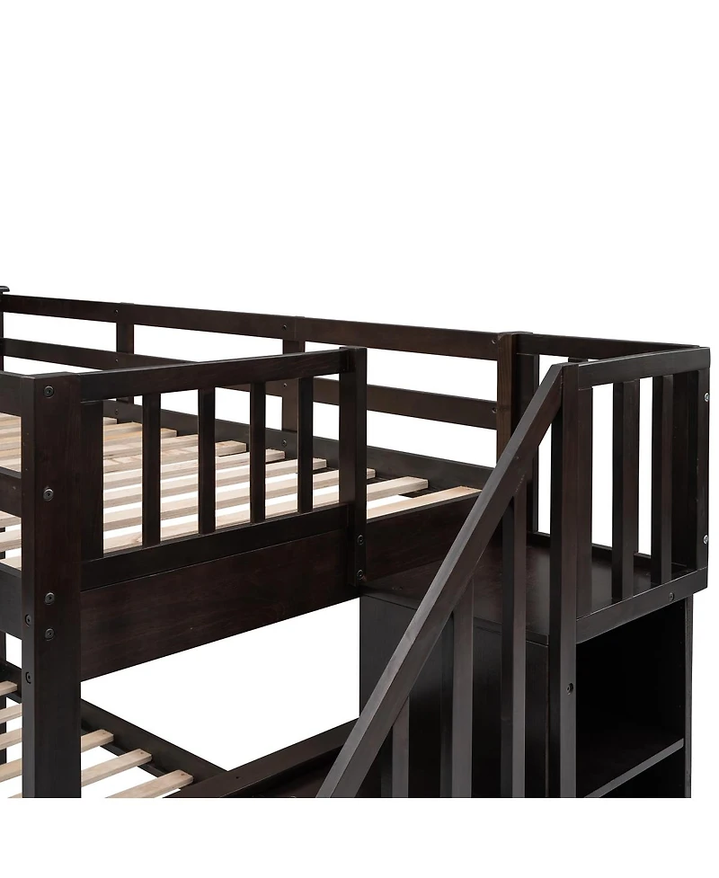 Streamdale Furniture Twin-Over-Full Stairway Bunk Bed with Storage