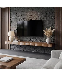 Tribesigns Floating Tv Stand for up to 65", Solid Wood Wall Mounted Tv Shelf, Mid Century Modern Media Console Entertainment Center