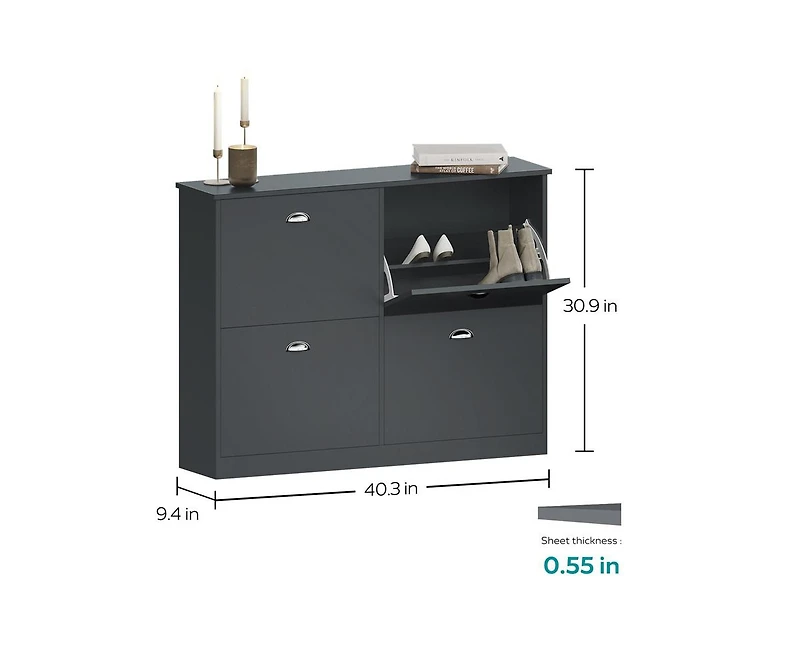 sumyeg Storage Cabinet with Anti-Tipping Device Flip-Top Shoe Adjustable Layer