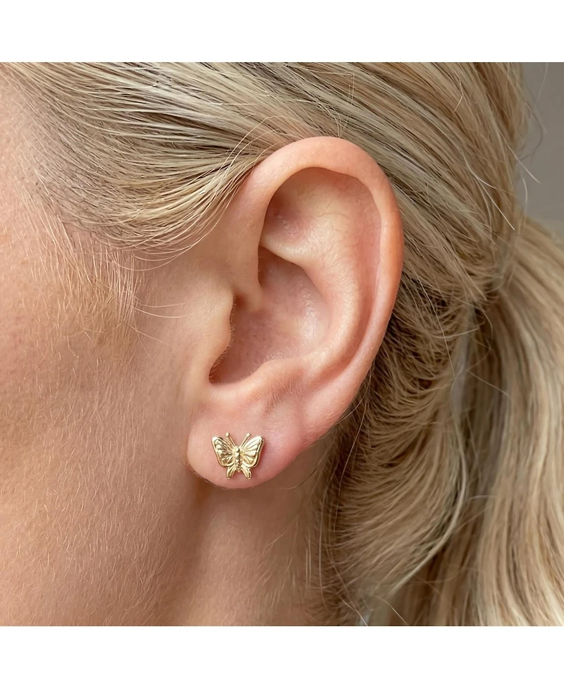 The Lovery Gold Butterfly Screw Back Stud Earrings 14K