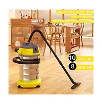 Topteng 3200W Wet Dry Vacuum with Blower - 9.2 Gal Stainless Steel Tank and 23KPA Suction for Garage and Home