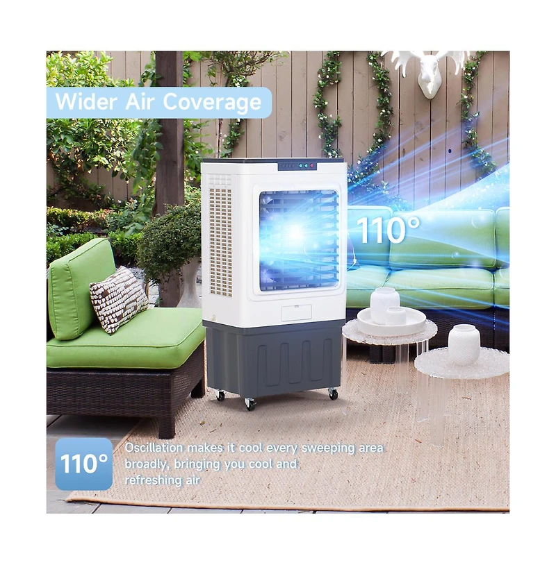 Topteng Evaporative Air Cooler for Outdoor – 3000 Cfm, 16 Gal Tank & 110° Oscillation