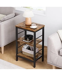 homfan Set of 2 Space-Saving 3-Tier Narrow End Table with Storage Shelf - Modern Sturdy Side Table for Living Room, Bedroom, Hallway