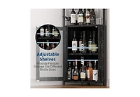 homfan Corner Bar Cabinet, Wine Cabinet with Adjustable Shelf and Glass Holder, 5-Tiers Storage Space Liquor