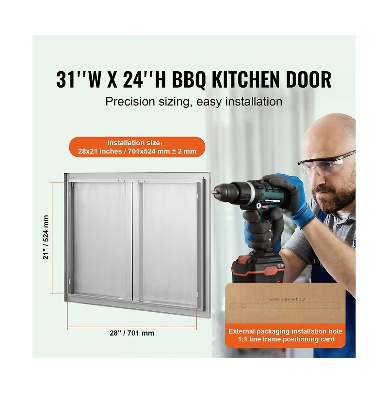 Sugift Bbq Access Door in Double Outdoor Kitchen Stainless Steel