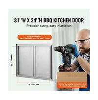 Sugift Bbq Access Door in Double Outdoor Kitchen Stainless Steel