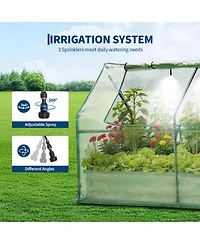 gaomon Galvanized Metal Raised Garden Bed Kit with Greenhouse Cover Self-Watering Irrigation and Insect Net for Vegetables, Flowers and Herbs