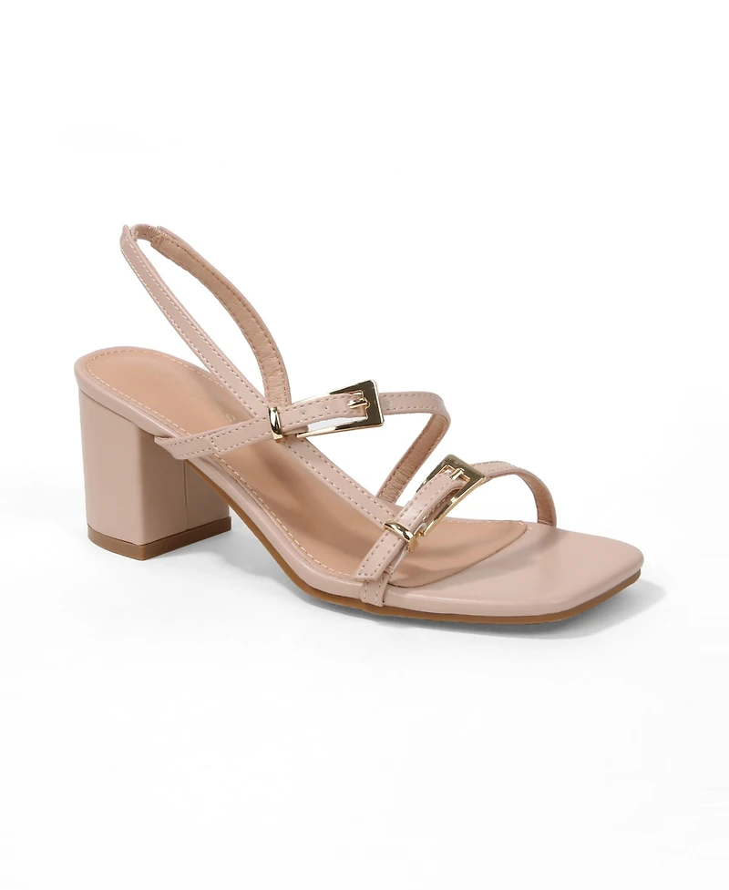 Berness Women's Maren Buckle Adorned Block Heel Sandals