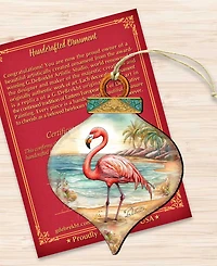 Designocracy Flamingo Charm Christmas Wood Ornament