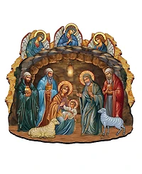 Designocracy Orthodox Nativity Scene Christmas Wooden Door Hanger Door Decor G. DeBrekht