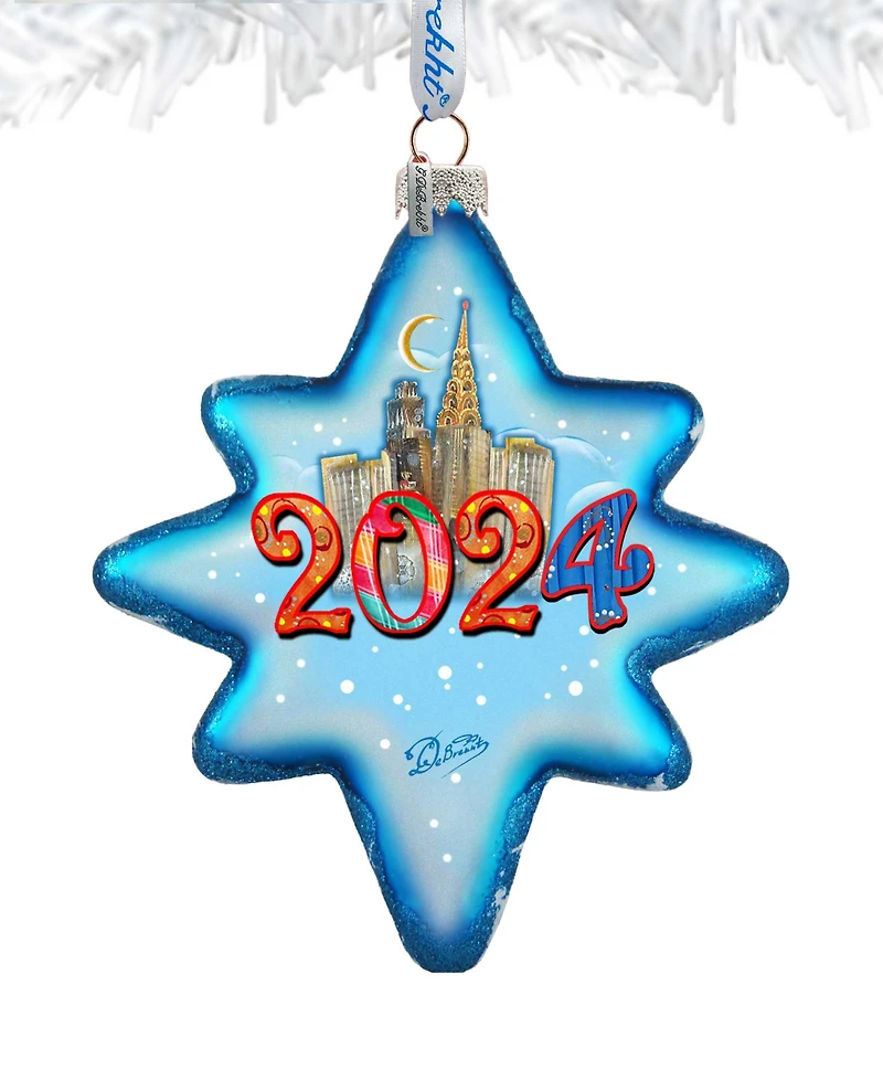 Designocracy 2024 Dated Star Christmas Mercury Glass Ornaments G. DeBrekht