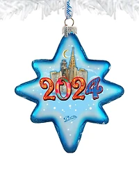 Designocracy 2024 Dated Star Christmas Mercury Glass Ornaments G. DeBrekht