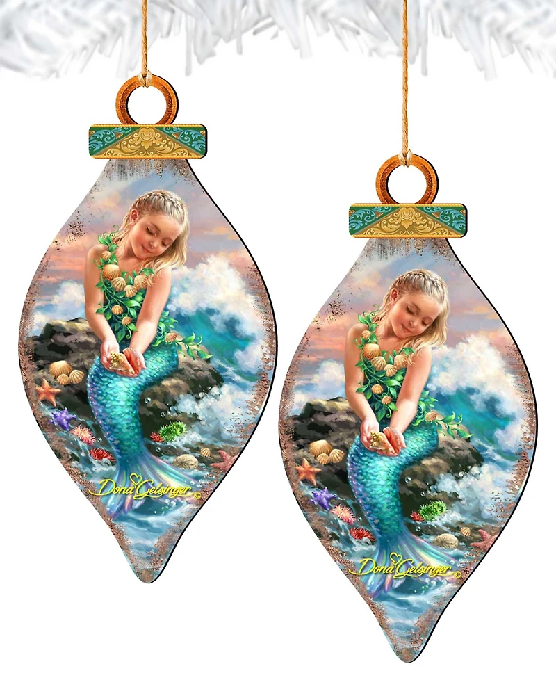 Designocracy by Dona Gelsinger Princess of The Sea Ornament and Cone Ornament, Set of 2 Each