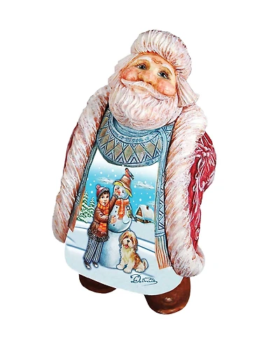 G.DeBrekht Scenic Santa with Child and Dog Making Snowman Figurine