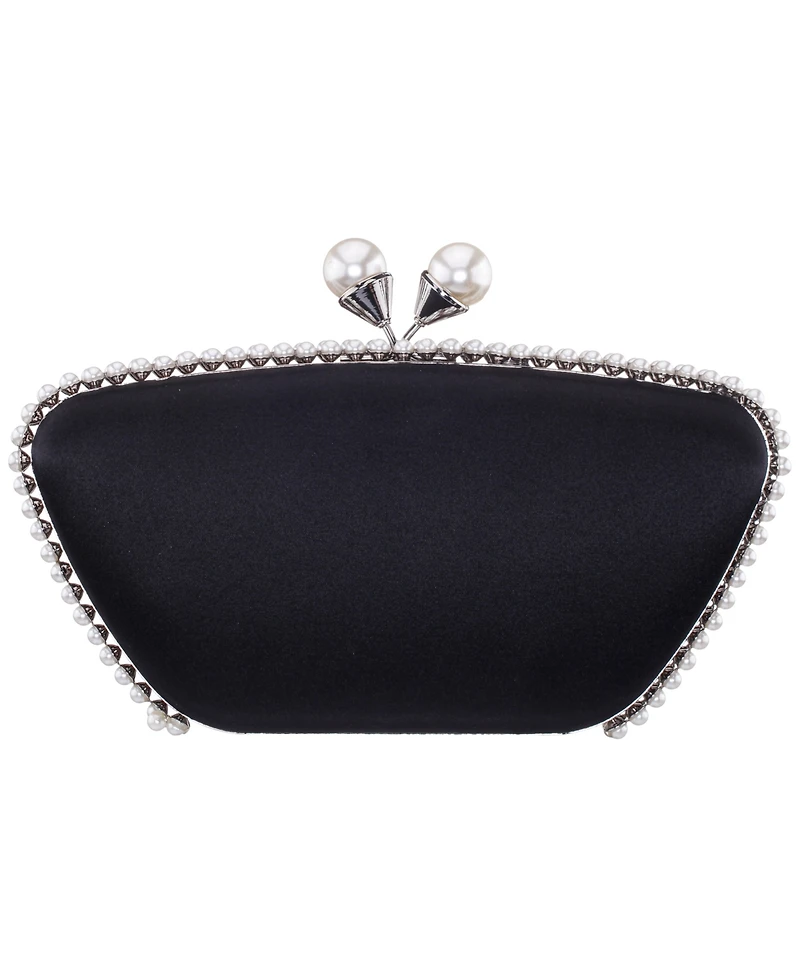 Nina Imitation Pearl Trim Minaudiere Small Clutch Handbag