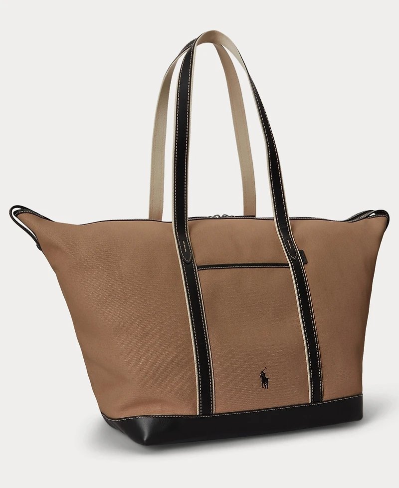 Polo Ralph Lauren Women's Leather-Trim Canvas Large Shopper Tote