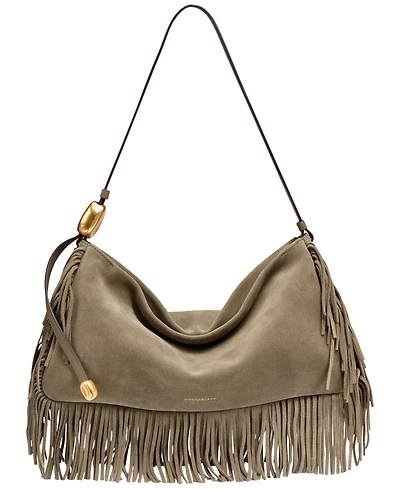 Donna Karan New York Leather Large Fringe Shoulder Handbag