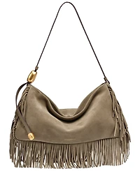 Donna Karan New York Leather Large Fringe Shoulder Handbag