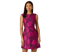 Adrianna Papell Women's Jacquard Piping Short Dress
