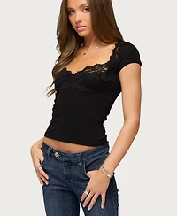 Edikted Women's Nellwyn Lacey Top