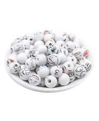 Sevorley 50Pcs White 12mm Ceramic Expression-Face Loose Beads for Diy Jewelry