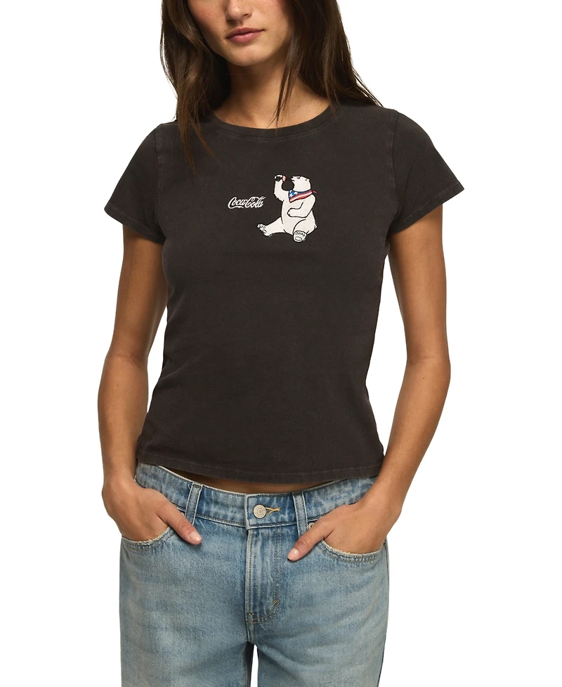 Lucky Brand Women's Coca Cola Bear Baby Crewneck T-Shirt