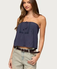Edikted Women's Joycee Tie Front Strapless Top