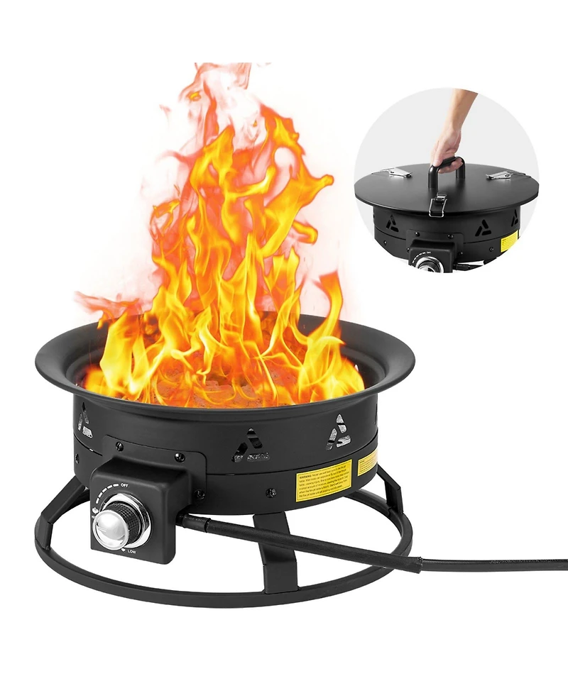 Cozito Propane Fire Pit, 19 in Portable Gas Fire Pit with Cover and Lava Rocks