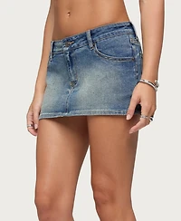 Edikted Women's Seffie Low Rise Stretchy Denim Micro Skort