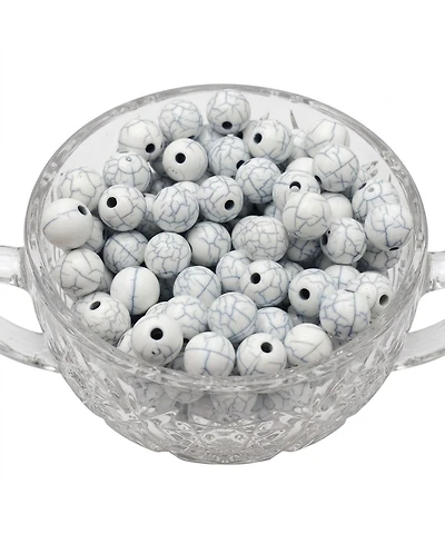 Sevorley 320Piece Set 8mm Acrylic Marble-Pattern Round Loose Beads for Diy