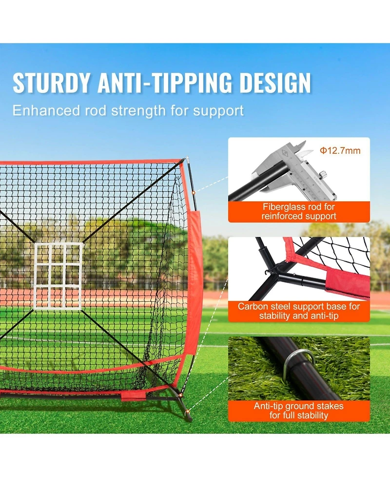 Sevorley 5x5 ft Portable Baseball Softball Practice Net with Strike Zone and