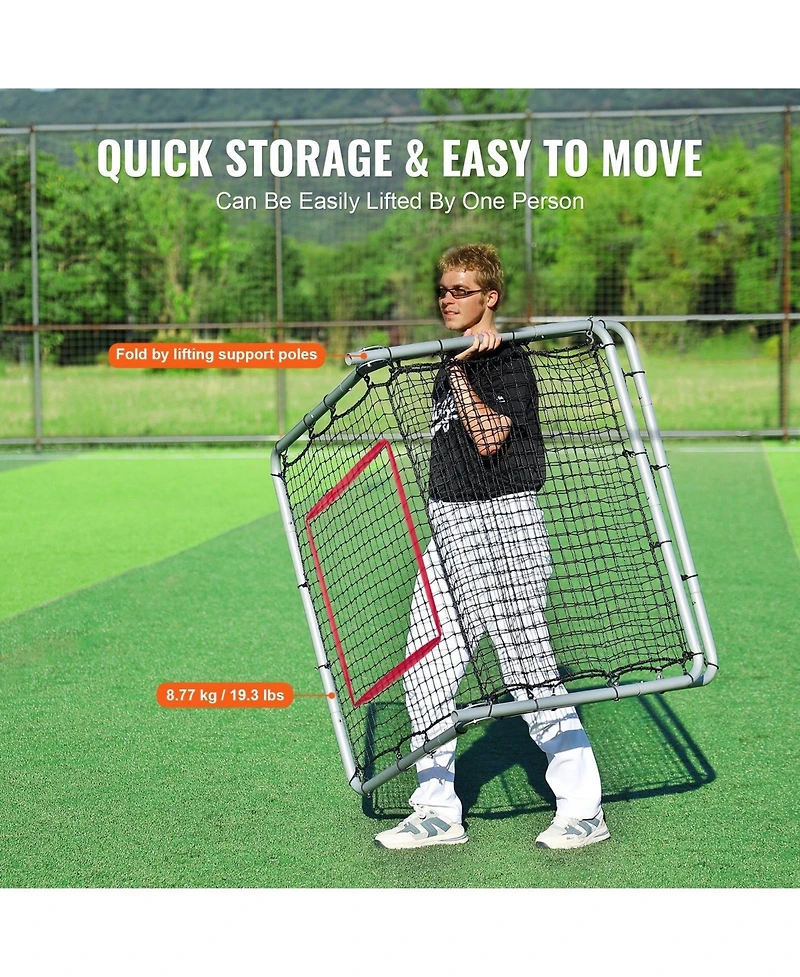Sevorley Baseball Softball Rebounder Net, 3.5x6 ft Pitchback with 5 Adjustable