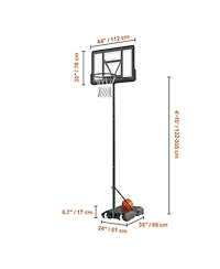 Sevorley Portable 4-10 ft Adjustable Basketball Hoop with 44 in Backboard and
