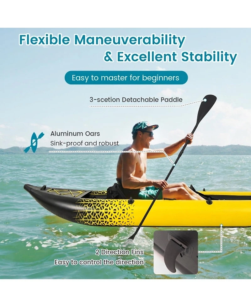 Sevorley Inflatable 2-Person Kayak Set with Aluminum Oars Pump and Repair Kit