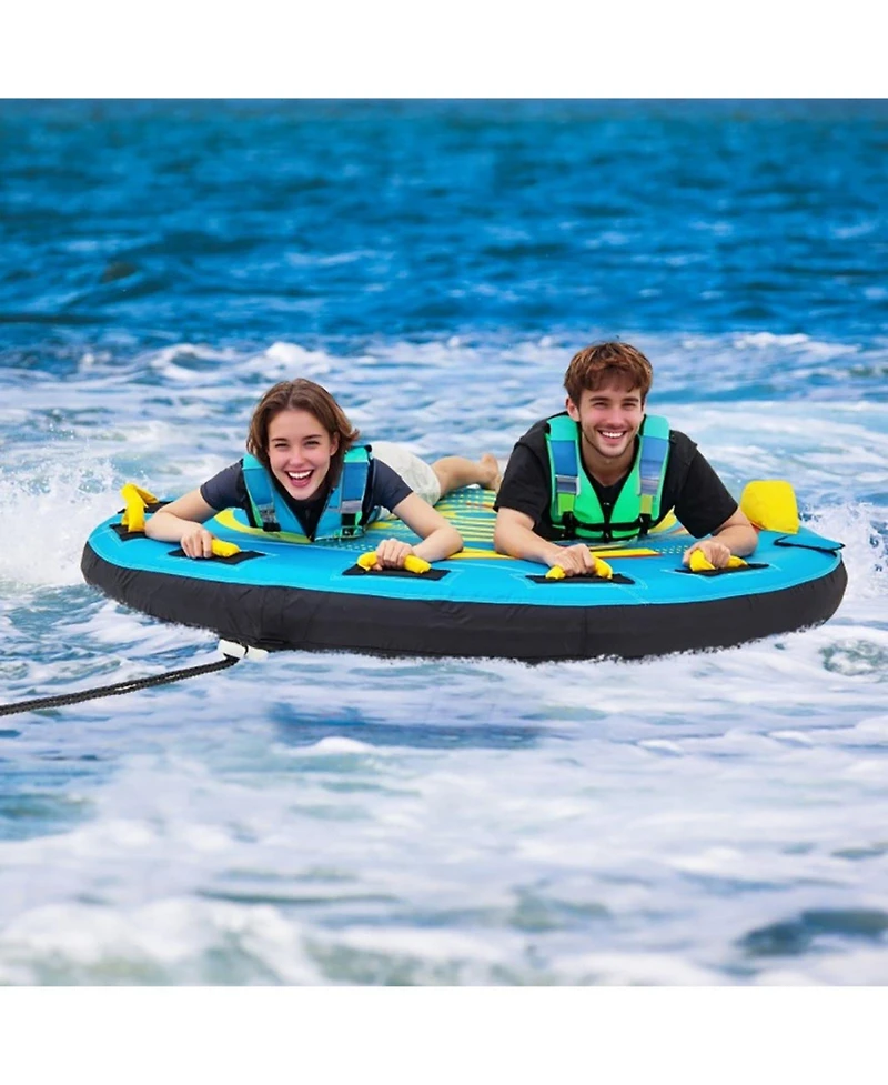 Sevorley 3-Person Inflatable Towable Boat Tube Platform with Double Valves