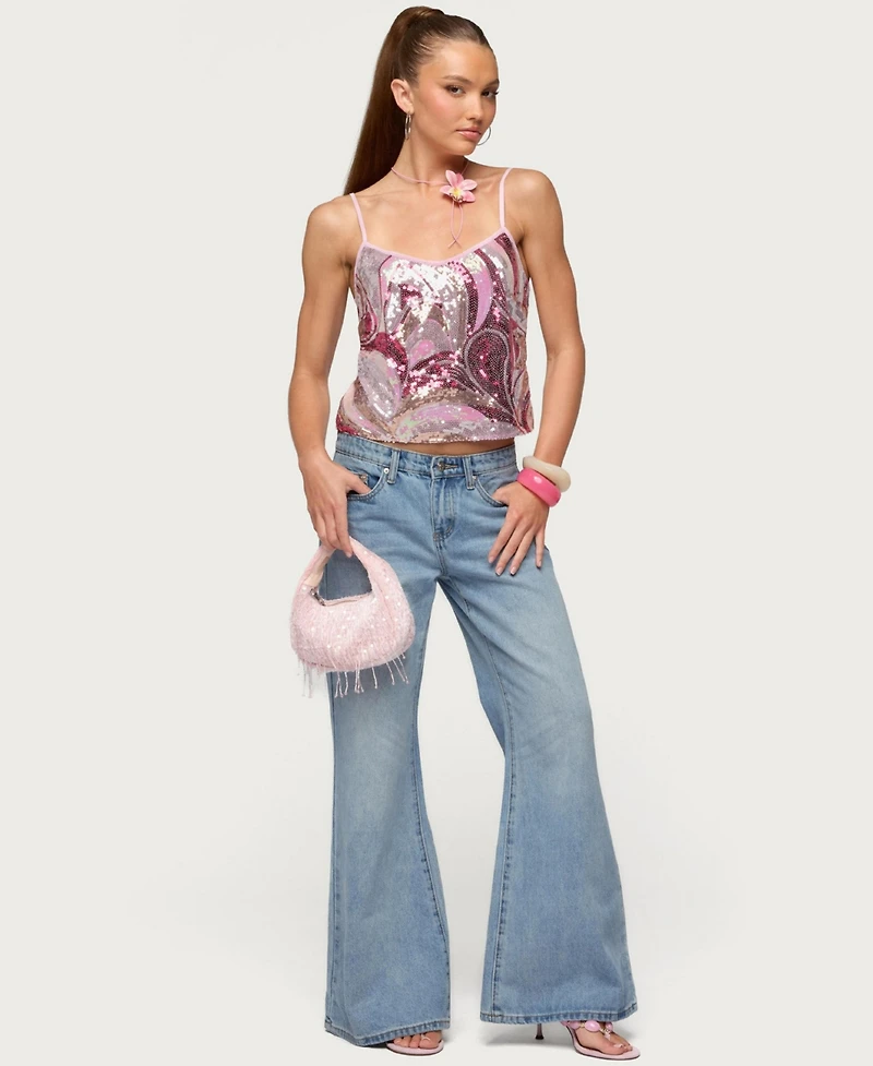 Edikted Women's Ceren Abstract Sequin Tank Top