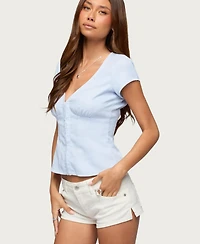 Edikted Women's Yulena Hook and Eye Striped Top