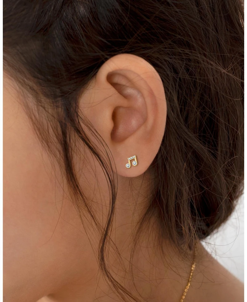 Tiny Blessings Children's 14K Gold Magical Music Notes Studs Girls' Screw Back Earrings