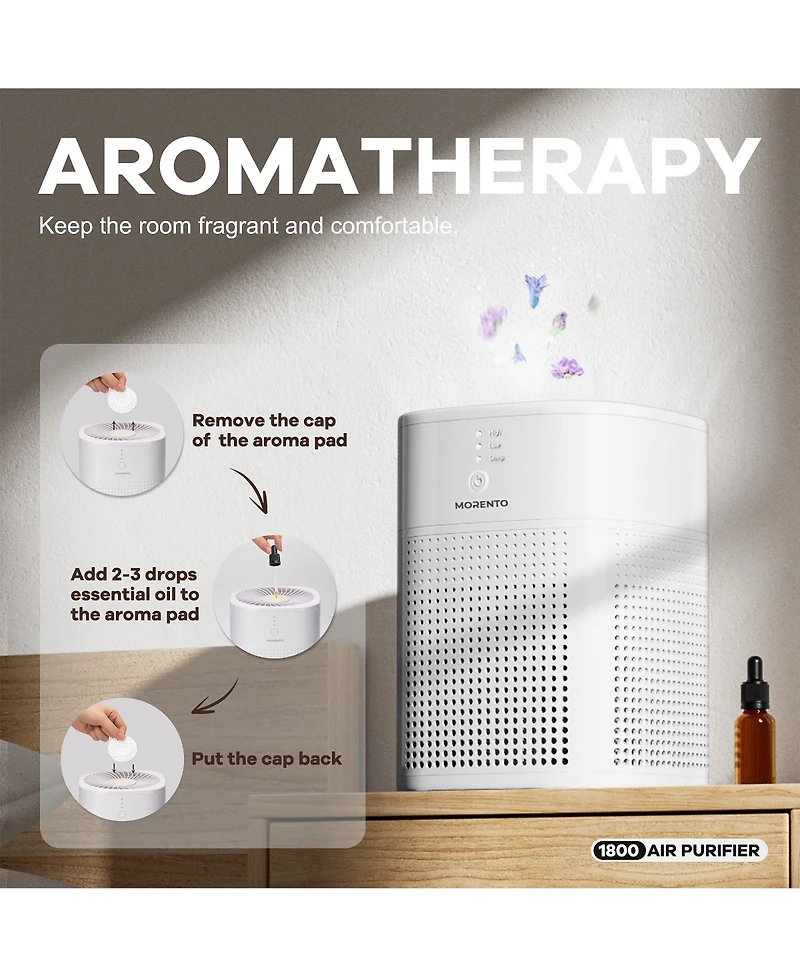Heatdaz Hepa Air Purifier with Essential Oil Diffuser for Bedroom, Up to 108 Sqft 2 Pack