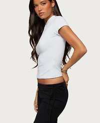 Edikted Women's Aire High V Neck T Shirt