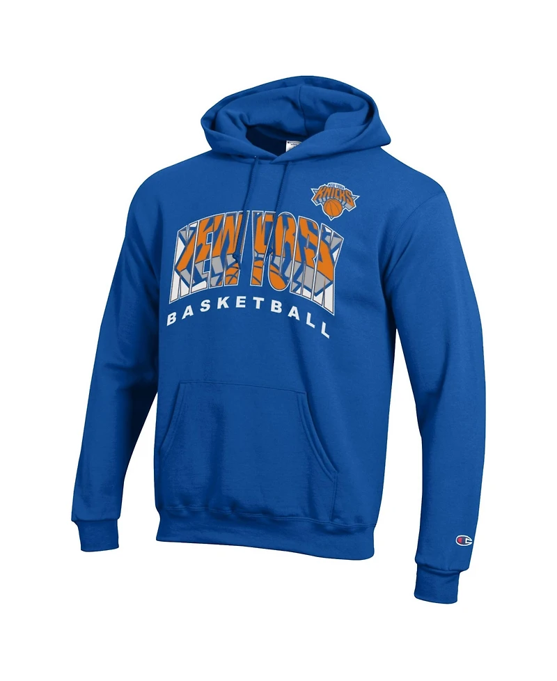 Champion Men's Royal New York Knicks Arch Logo Powerblend Fleece Hoodie