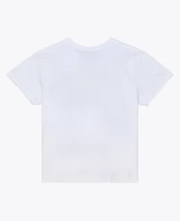 Mitchell & Ness Women's White New York Knicks Striped Logo Boxy T-Shirt