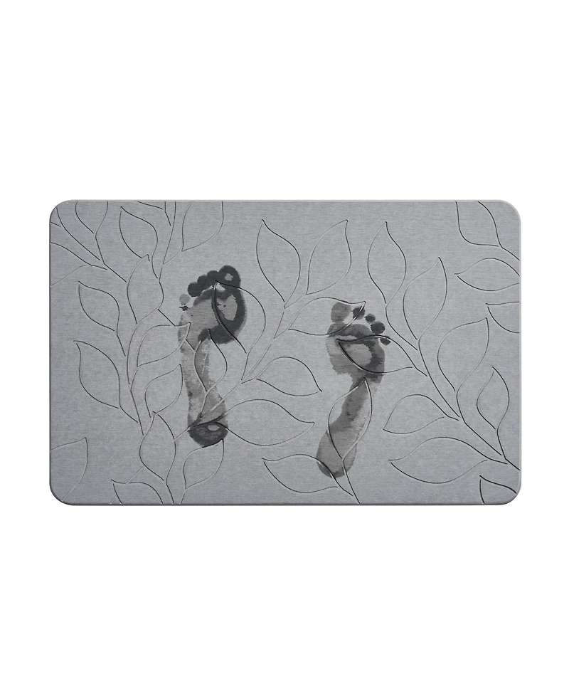 Vcny Home Carved Leaves Diatomite Stone Bath Mat, 16" x 24"