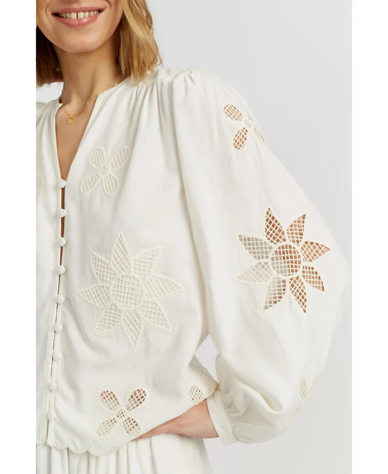 Chinti & Parker Women's Linen-Blend Broderie Blouse