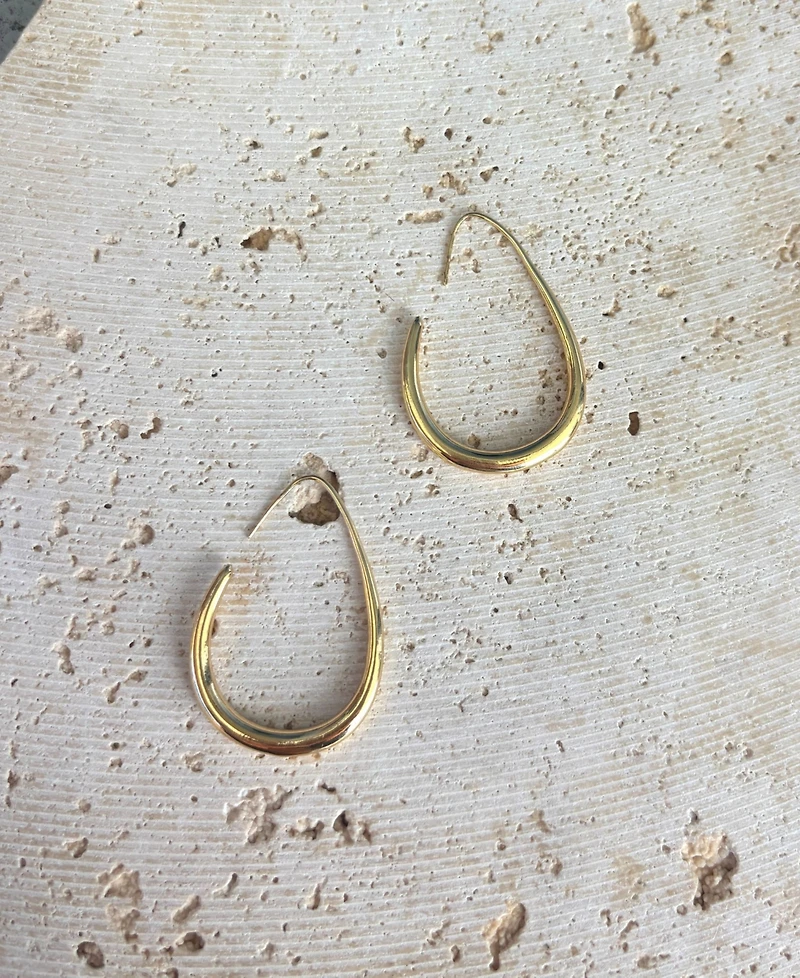 Adornia Gold Wire Drop Hoops with Stoppers Earrings