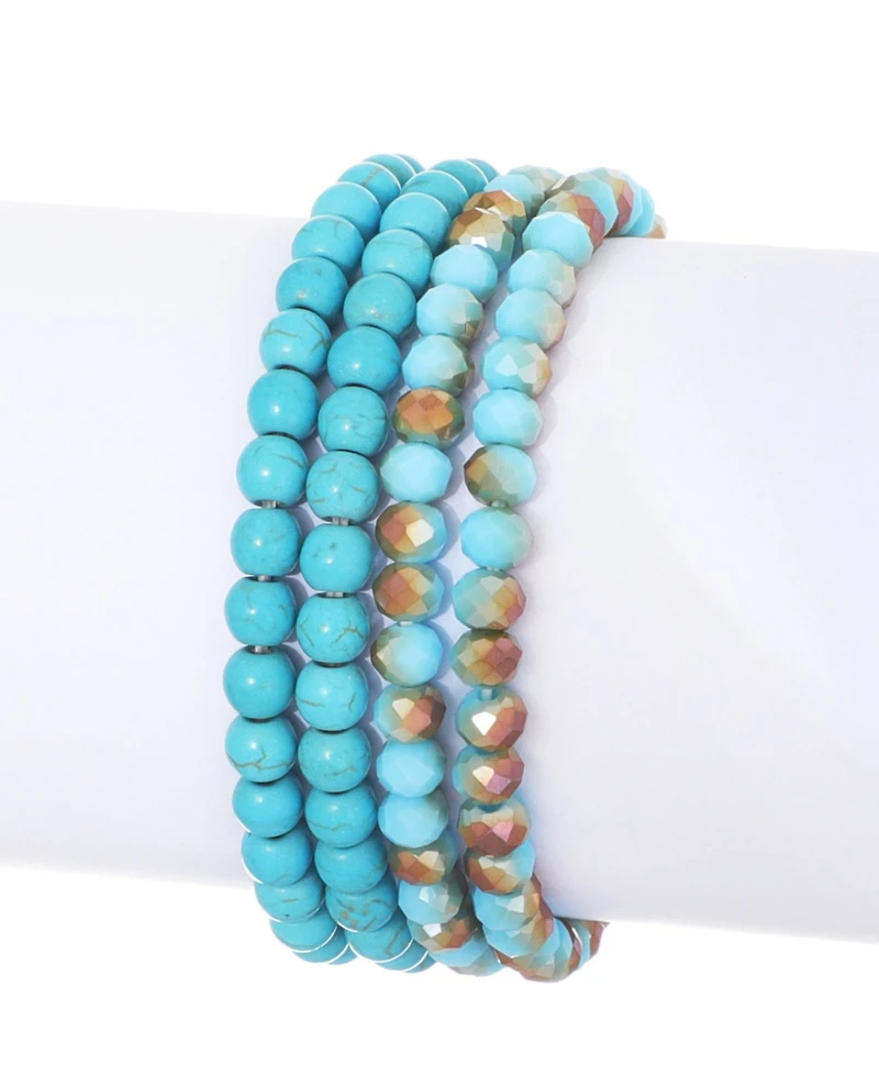 Adornia Crystal Turquoise Set of 4 Stretch Bracelets