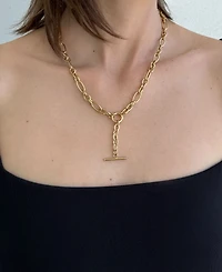 Adornia Tarnish Resistant Gold Mixed Link Y-Necklace