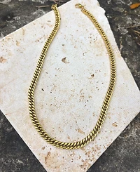 Adornia Men's Tarnish Resistant Gold 7mm Cuban Chain Necklace