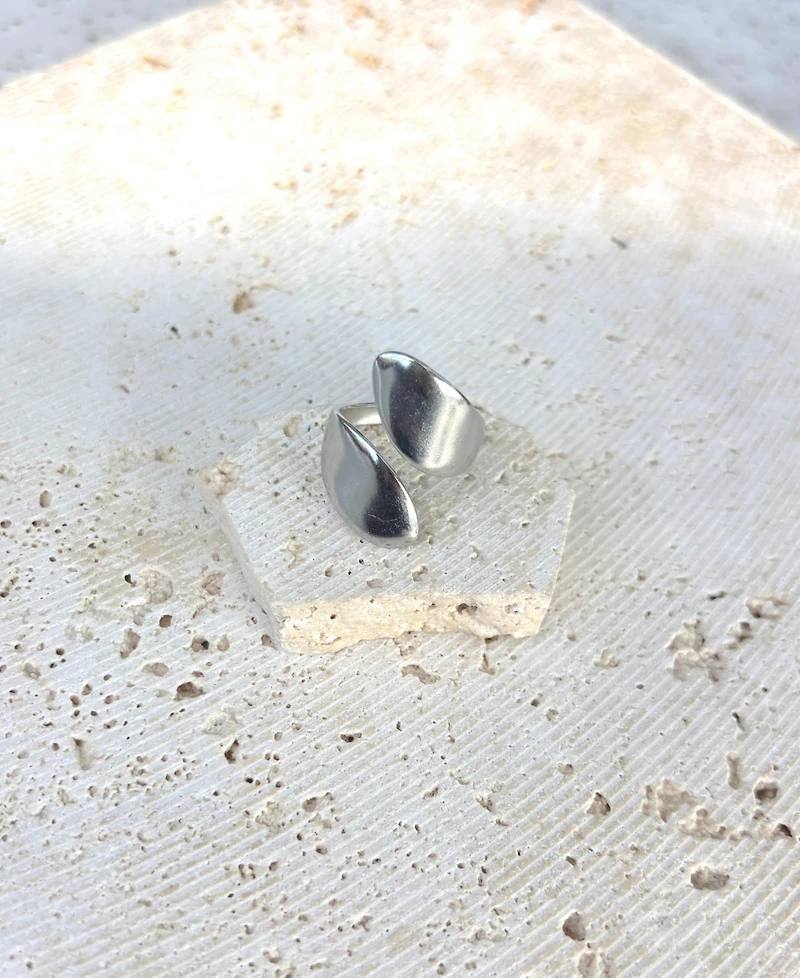 Adornia Tarnish Resistant Silver Overlap Petals Ring