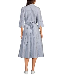 Lands' End Petite Poplin Midi Wrap Front Dress